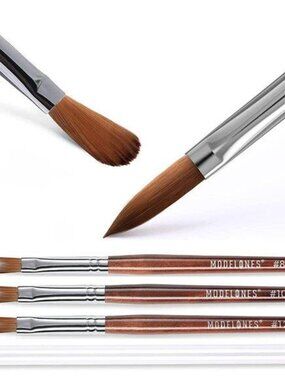Kolinsky Acrylic Nail Brush Set, Size 8/10/12 Round Shaped Nail Brushes for Acry